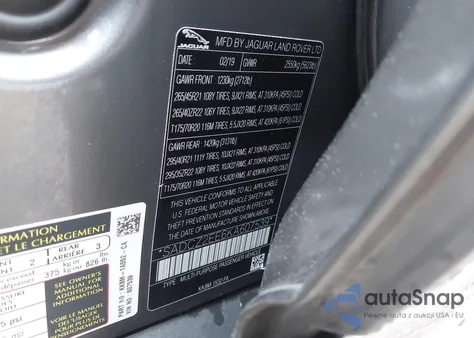 2019 Jaguar F-Pace Svr из США, поврежденный, VIN SADCZ2EE6KA607539